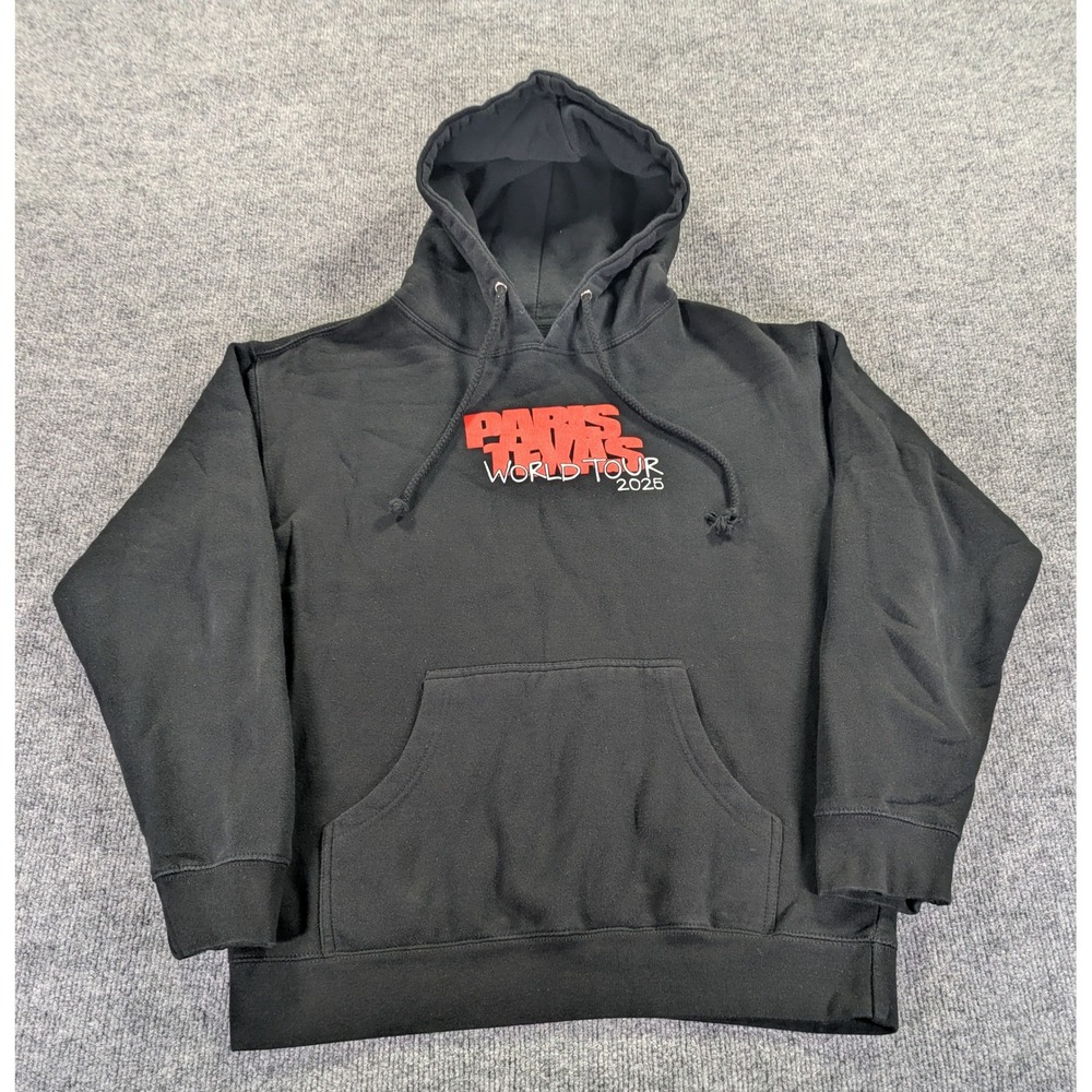 Paris Texas World Tour 2025 Hoodie Black Graphic Concert Pullover Mens Medium